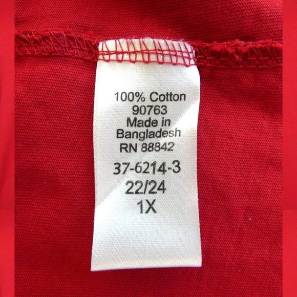 Woman Within Woman Within Red V Neck Tee 22/24 1X - Picture 8 of 8